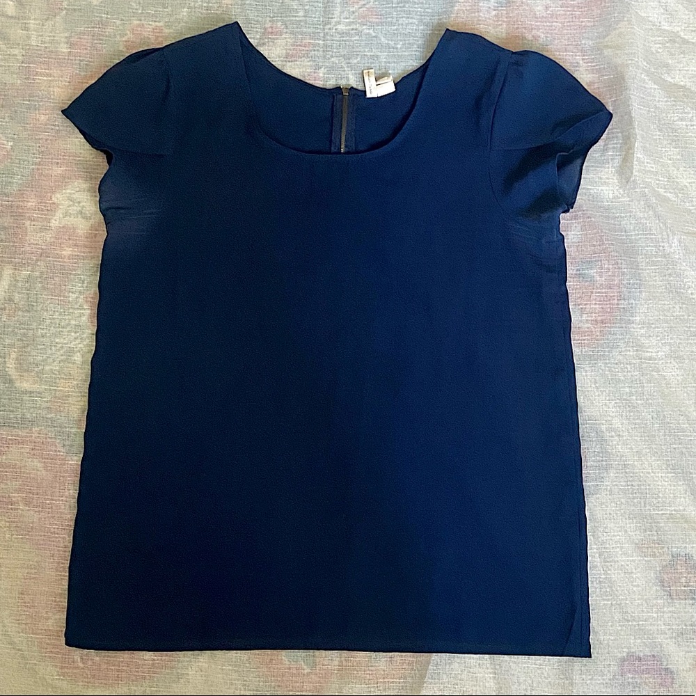 Navy short sleeve blouse